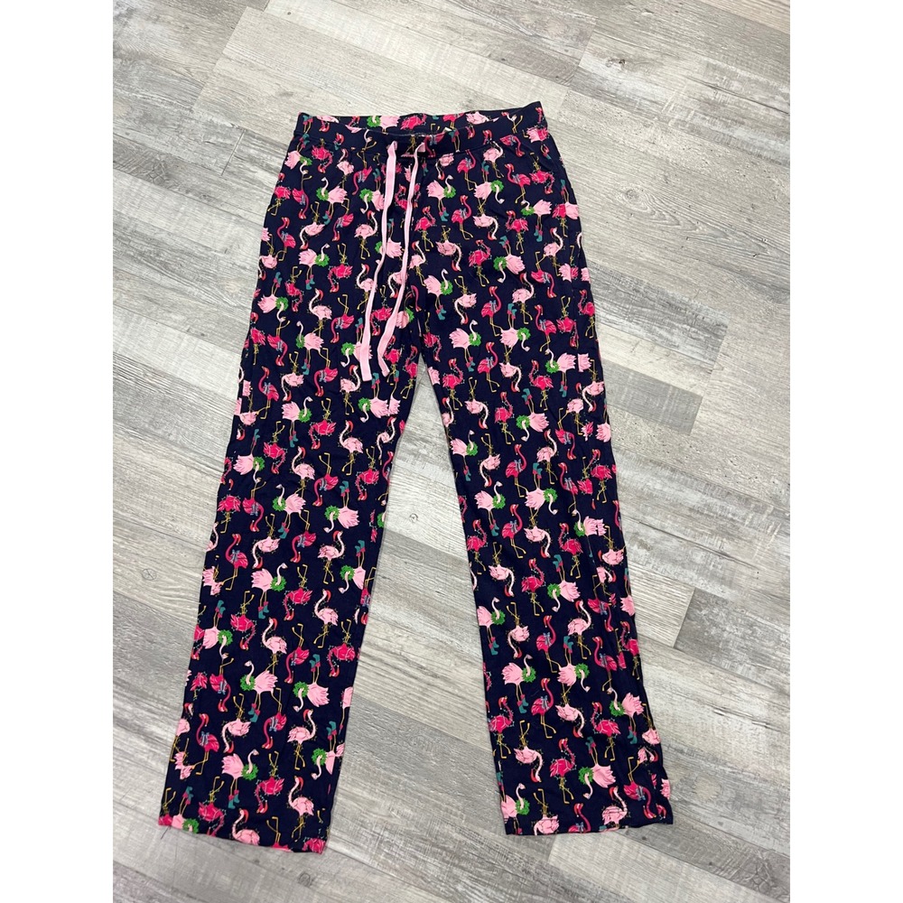 Cynthia Rowley‎ Holiday Flamingo Pajama Pants Navy Pink Christmas XS